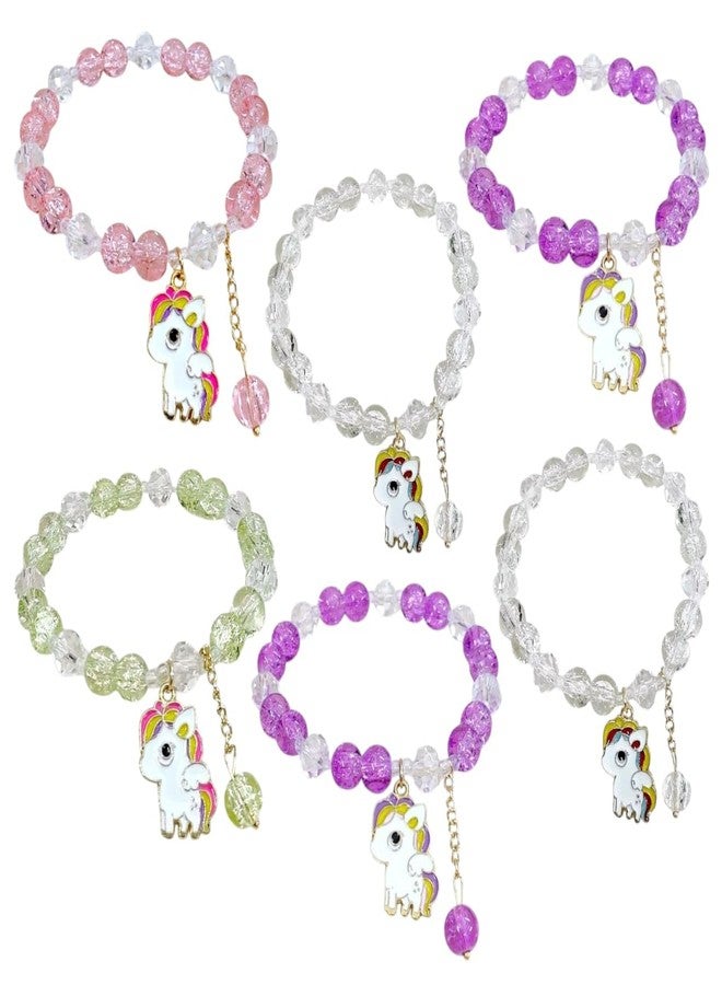 TERA13 Crystal Beaded Bracelet For Girls & Women, Unicorn Charm Bracelet, Stretchable And Adjustable Colourful Hand Bracelet, Best Friend Bracelet Set, Return Gifts For Girl, Cute Bra-celet, Random Color (8 Pcs) - Image 1